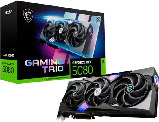 NVIDIA MSI GeForce RTX 5080 GAMING TRIO OC 16GB GDDR7 Graphics Card G5080-16GTC Black