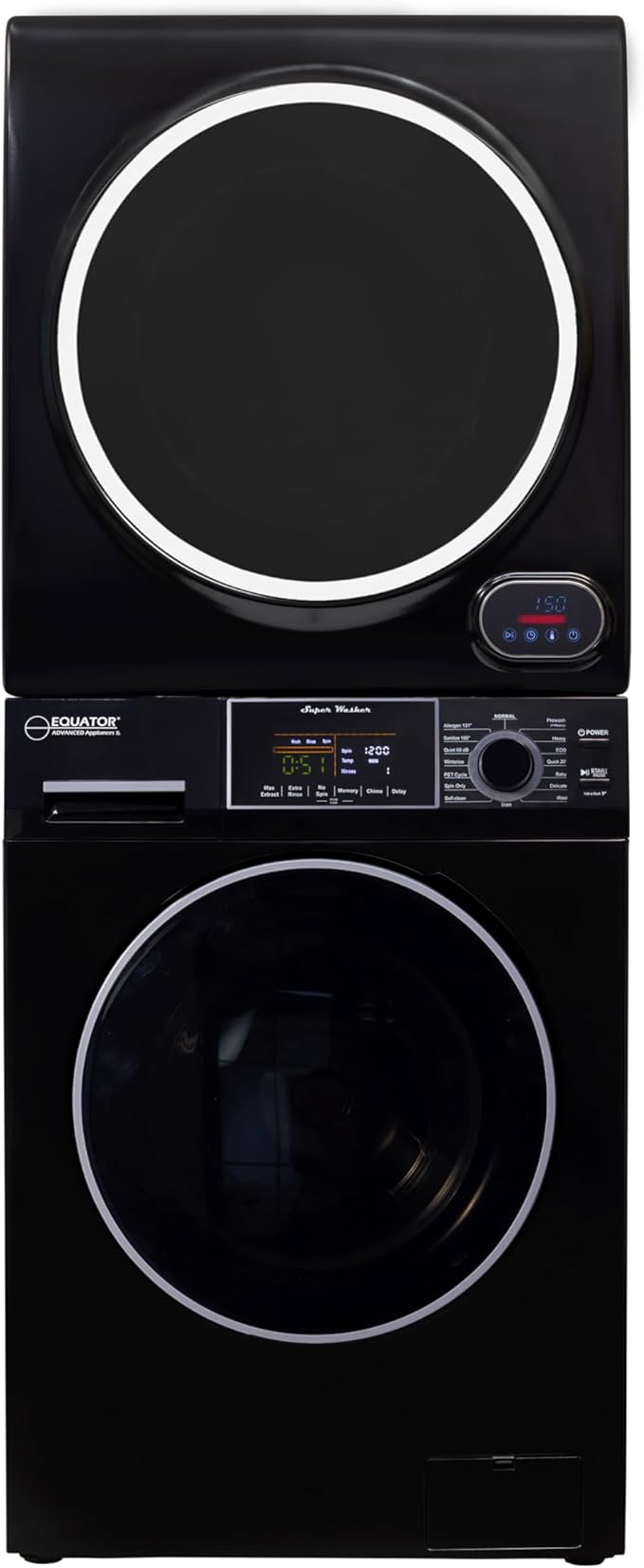 Equator Advanced Appliances Stainless Steel Washer/Compact Short Dryer EW826BED852