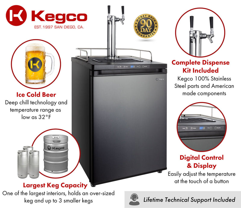 Dual Tap Stainless Steel Digital Kegerator